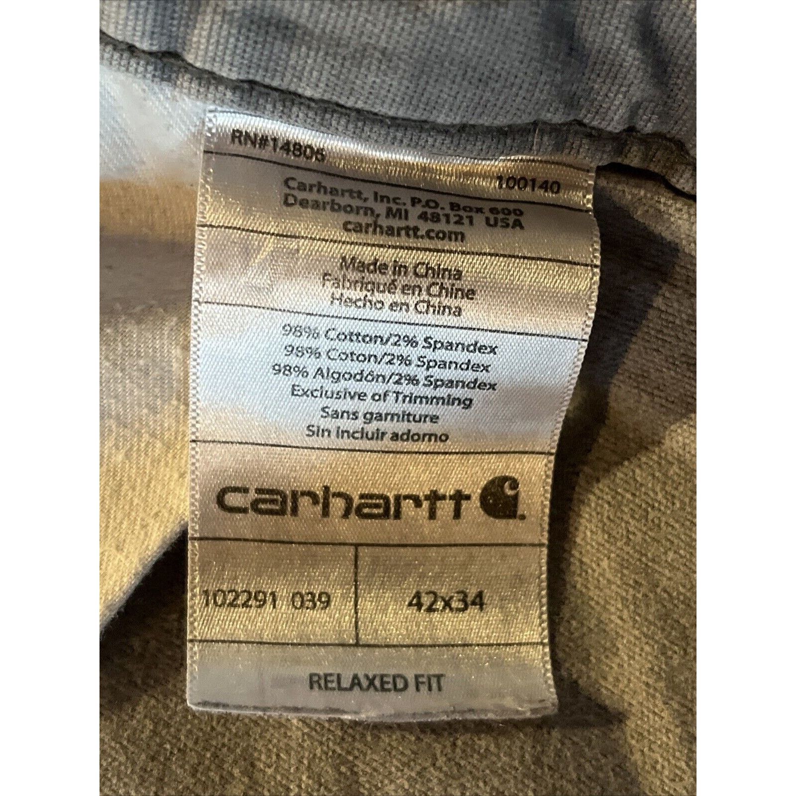 Carhartt Carhartt Men’s 42x33 Canvas Carpenter Workwear Gray Outdoor Size US 42 / EU 58 - 3 Thumbnail