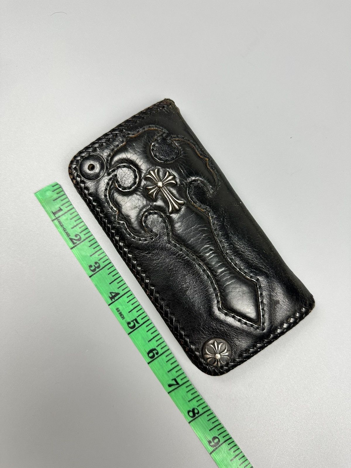 Genuine Leather 🔥Sick🔥Chrome Hearts Inspired Handmade Leather Long Wallet Size ONE SIZE - 10 Thumbnail
