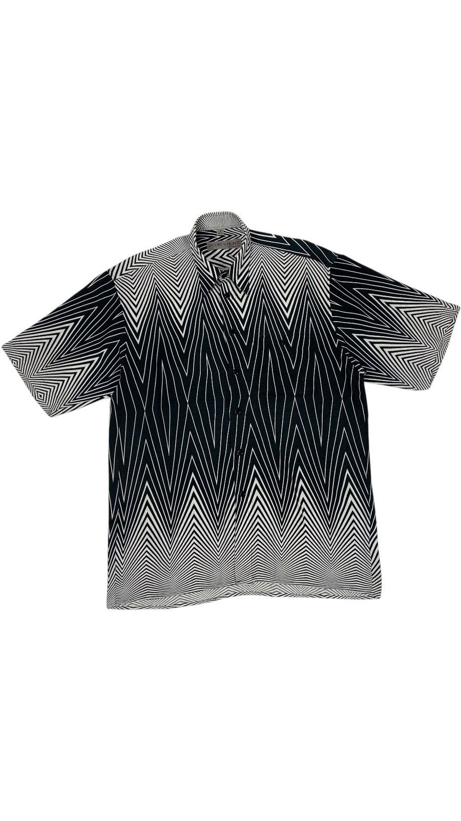 Vintage Y2K Black White Zig Zag Lines Basic Abstract Party Shirt Size US L / EU 52-54 / 3 - 1 Thumbnail