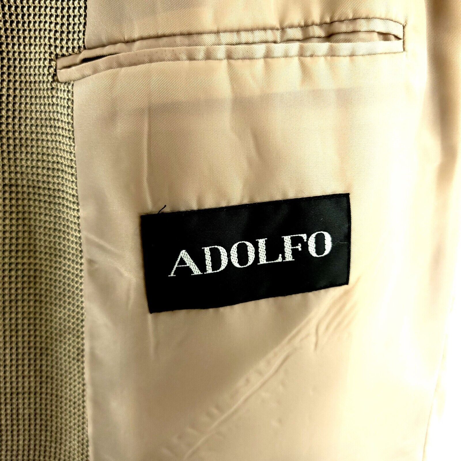 Adolfo Dominguez Adolfo Silk Wool 3 Button Sport Coat 44R Black Tan Nailshead Size 44R - 7 Thumbnail