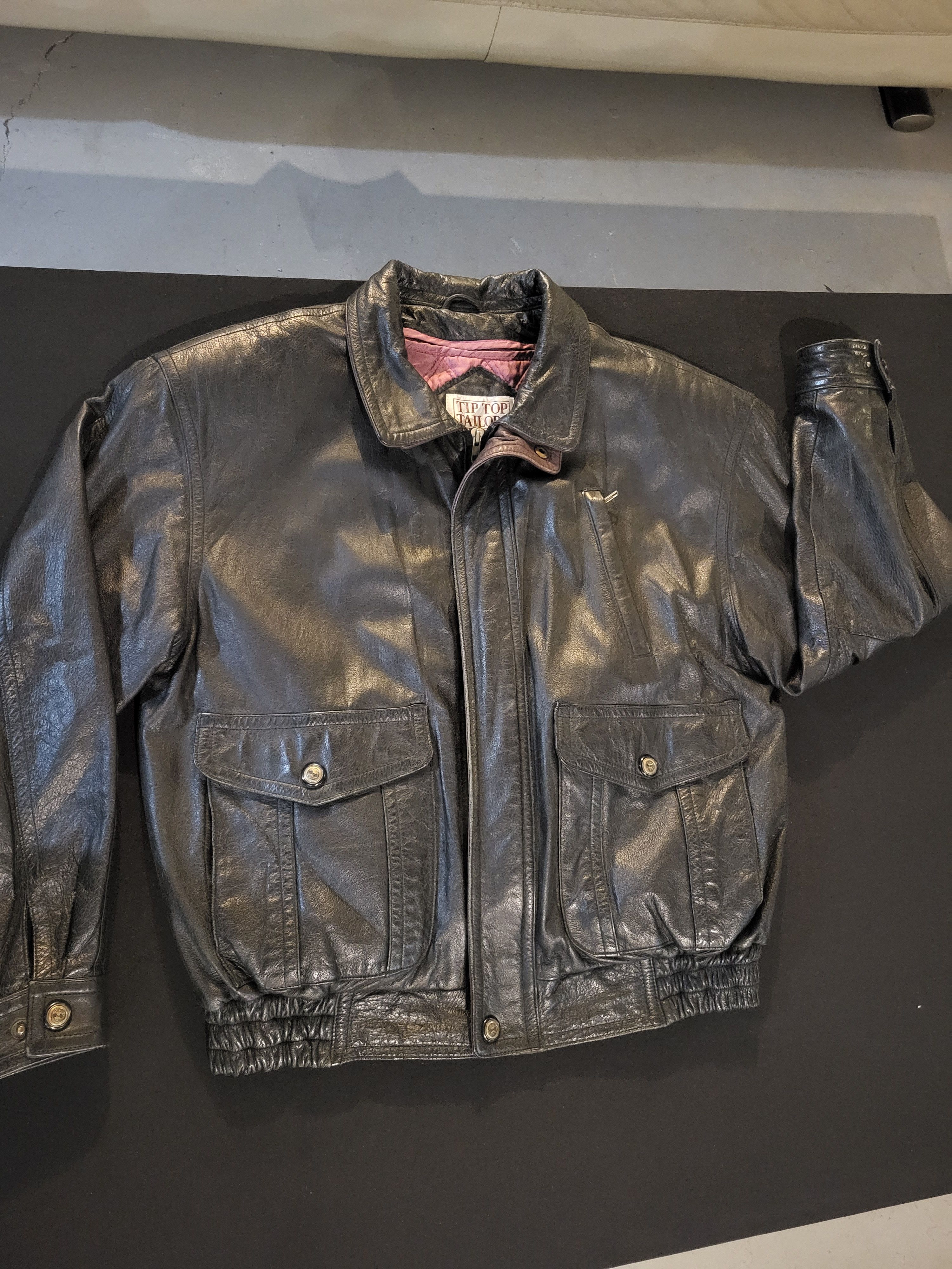 Other Vintage, Tip Top Tailor, Black Leather Jacket Size US M / EU 48-50 / 2 - 3 Thumbnail