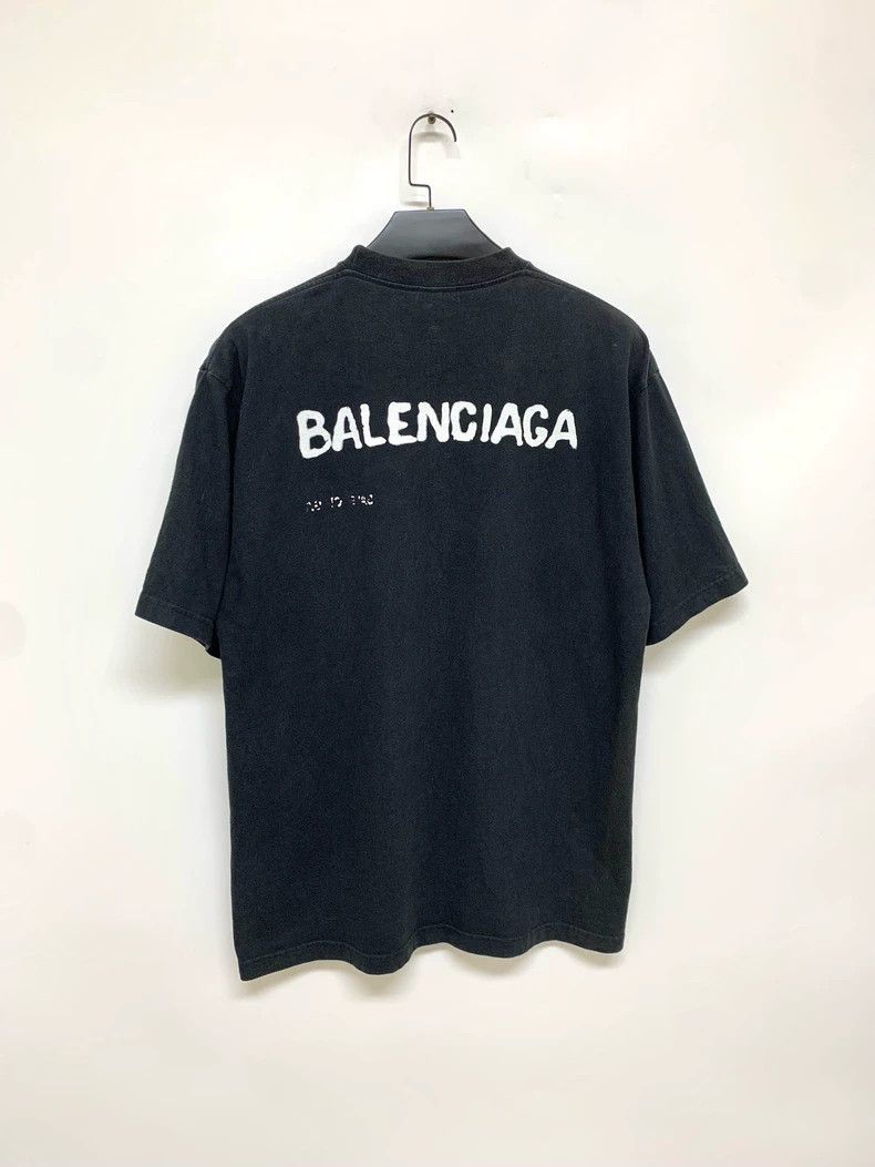Balenciaga Balenciaga Splattered Logo Short Sleeve T-Shirt, Size XS Size US XS / EU 42 / 0 - 8 Thumbnail