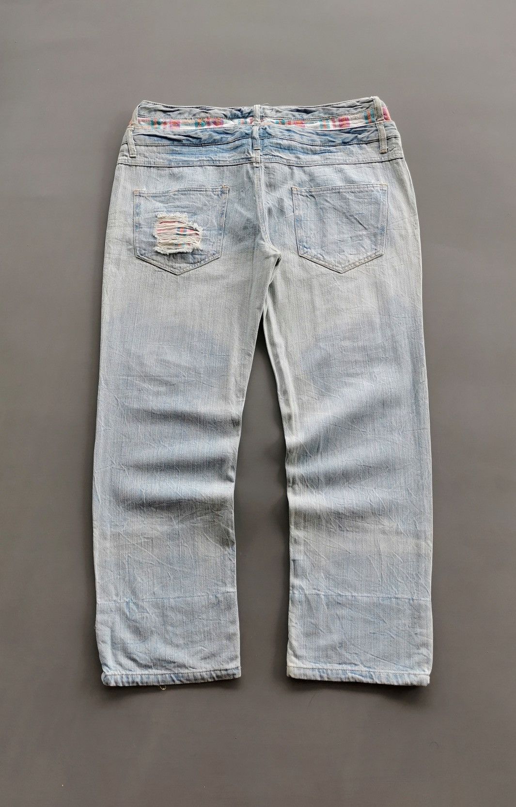 If Six Was Nine Unbrand Double Waist Patchwork Distressed Jeans Size US 37 - 7 Thumbnail