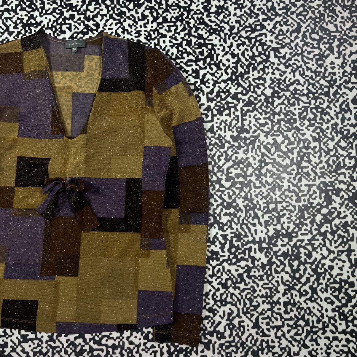Japanese Brand Vintage Y2K Marc Aurel Checked Mesh Japanese Longsleeve Size S / US 4 / IT 40 - 6 Thumbnail