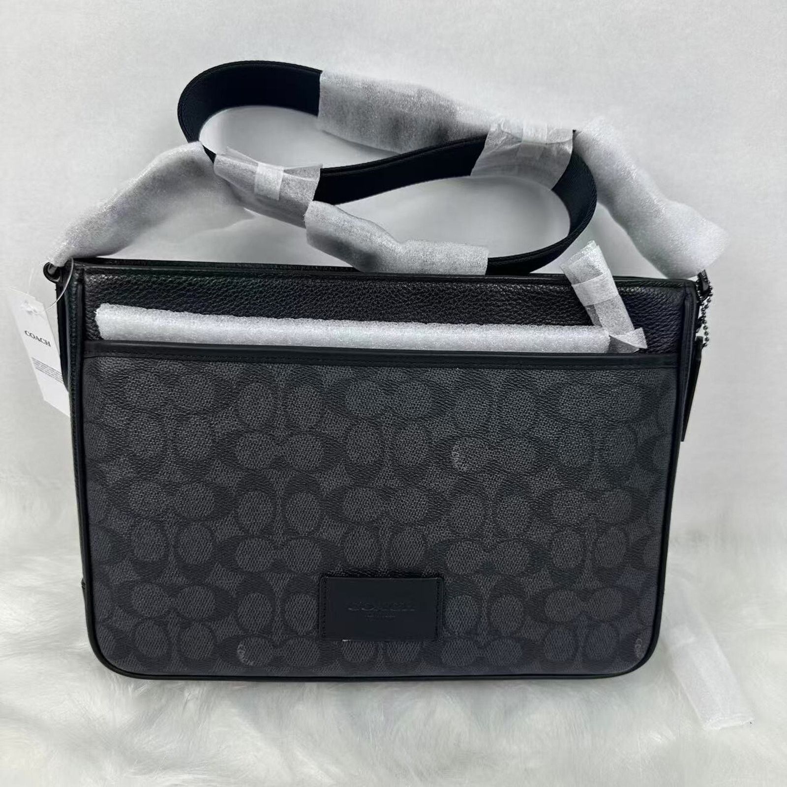 Coach Men's District Crossbody Bag Signature Canvas Black