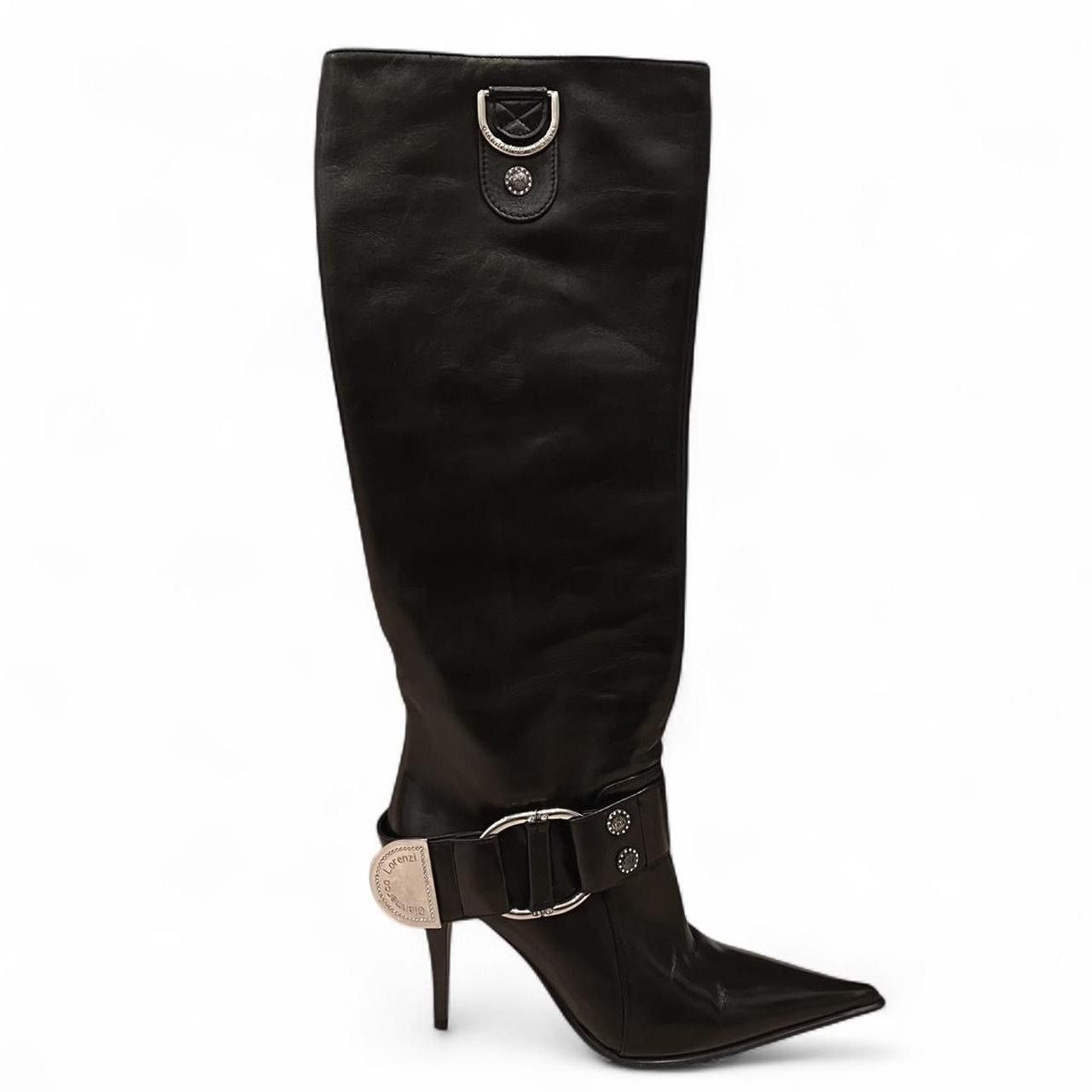 Other Gianmarco Lorenzi Black Leather Stiletto Heel Boots 38 71723 Size US 8 / IT 38 - 1 Thumbnail