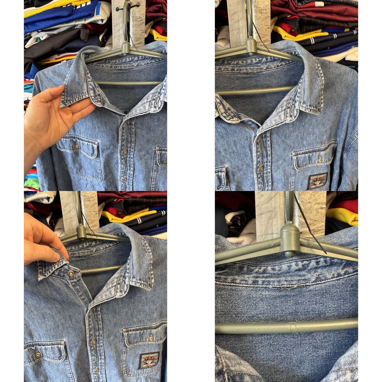 Harley Davidson Harley-Davidson Shirt Denim Long Sleeve XL Blue TAZ AN AMERICAN LEGEND Looney Tunes Warner Bros Mens Size US XL / EU 56 / 4 - 8 Thumbnail