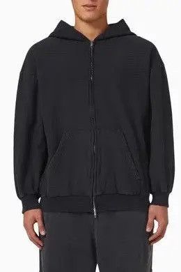 Balenciaga TAB WORN-OUT ZIP-UP HOODIE IN BLACK | Grailed