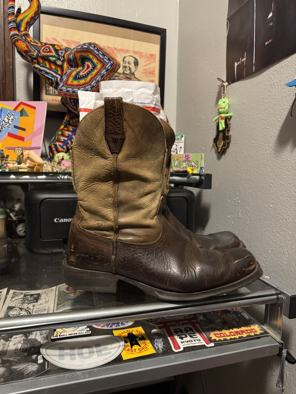 Ariat Ariat Two Tone Brown Soft Leather Cowboy Boots Sz 13 EE Size US 13 / EU 46 - 4 Thumbnail