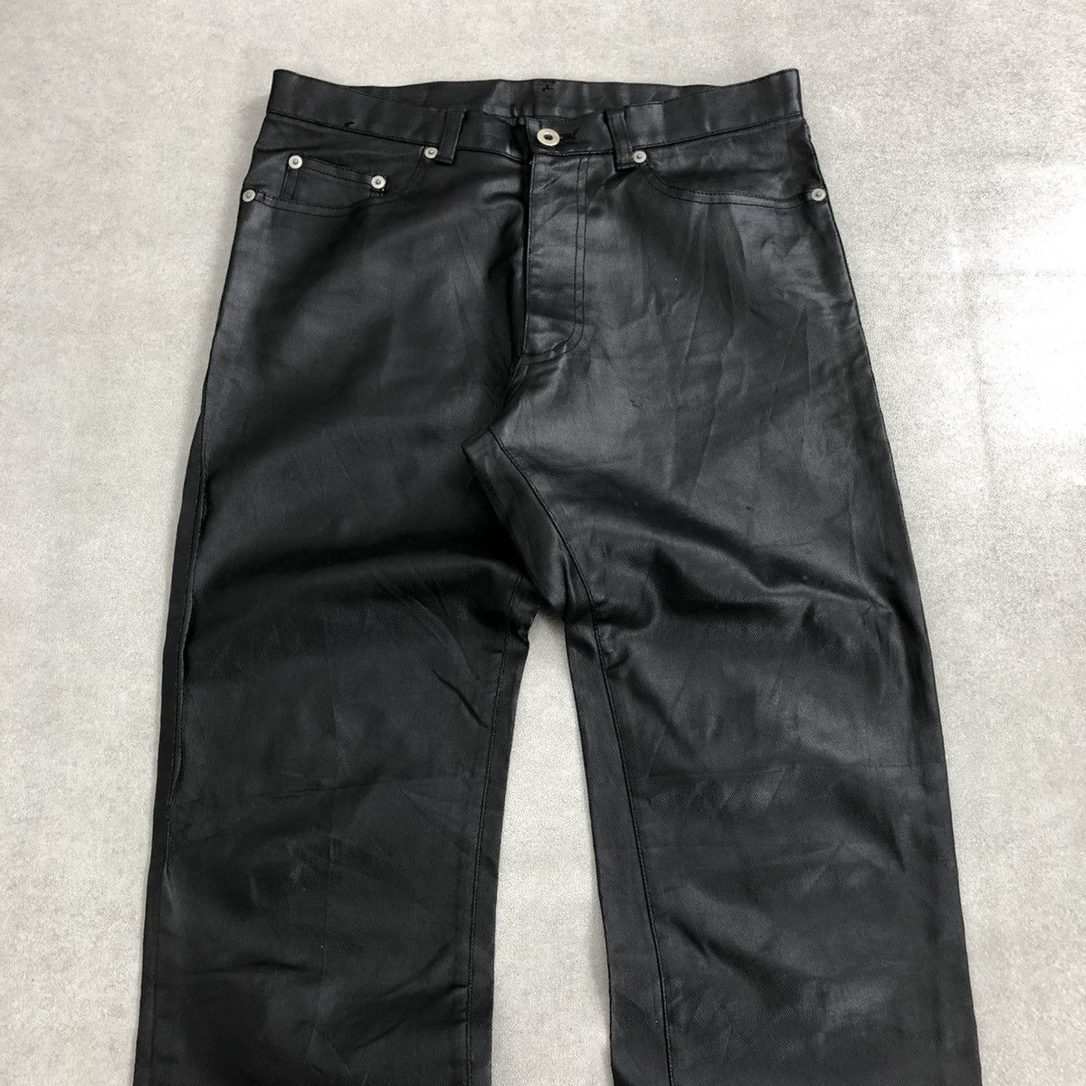 If Six Was Nine 🇯🇵 2000s Nationality + Name Grosbec Waxed Coated Jeans Pants Size US 30 / EU 46 - 2 Thumbnail