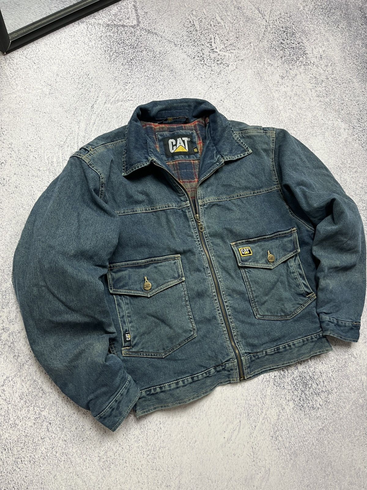 Caterpillar Vintage 90’s Cat Active Plaid Work Jacket Denim Caterpillar Size US S / EU 44-46 / 1 - 5 Thumbnail