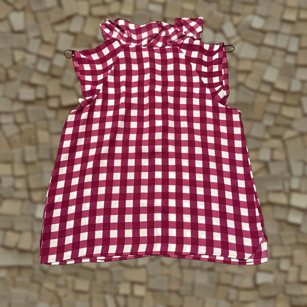 Liz Claiborne Liz Claiborne Tank Top Womens Size M Red White Check Ruffled Neck Tank Casual Modern Vintage: No Size M / US 6-8 / IT 42-44 - 1 Thumbnail