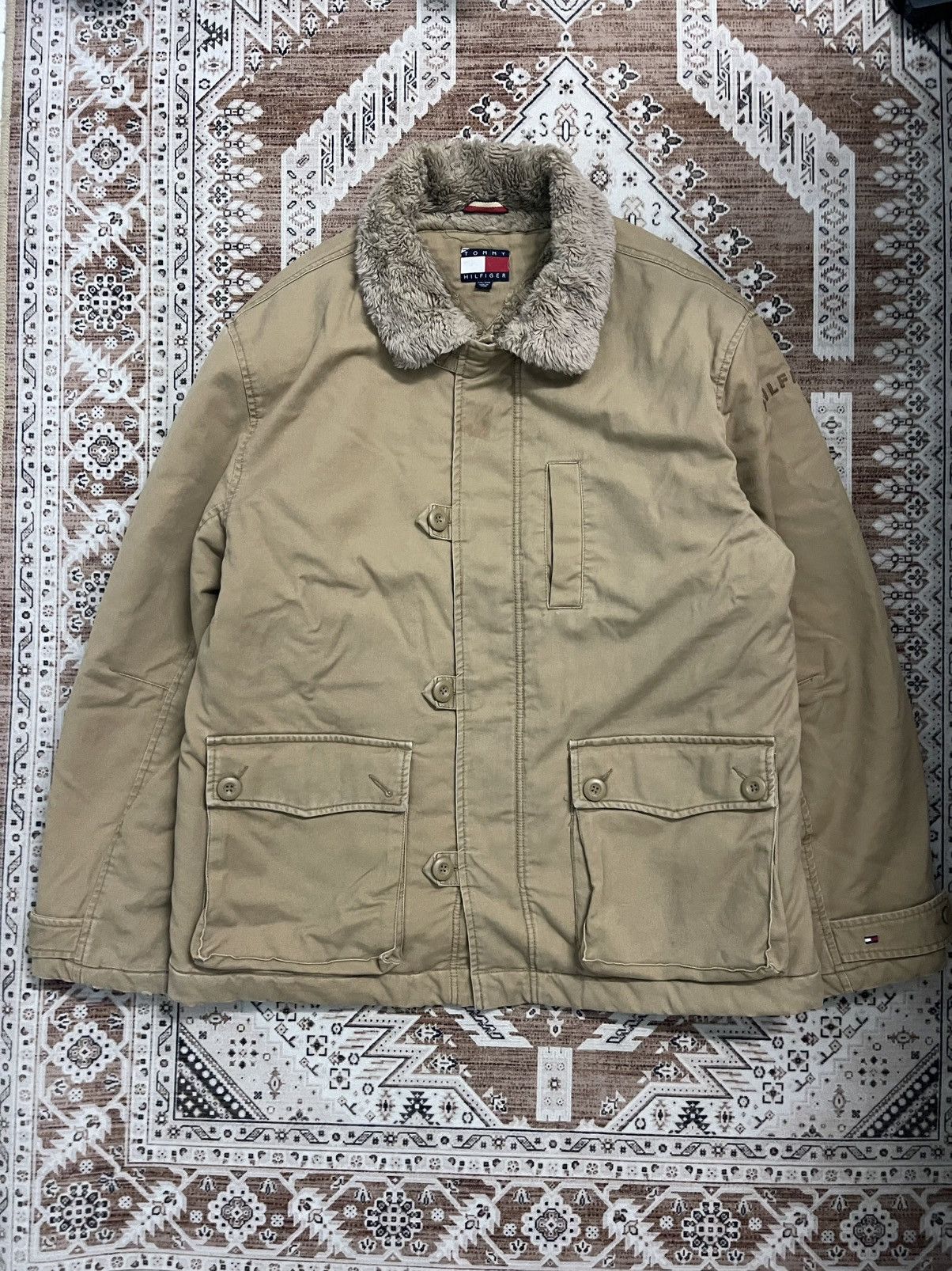 Tommy Hilfiger Vintage Tommy Hilfiger Winter Deck Jacket /Big Flag Back Hit Size US XL / EU 56 / 4 - 1 Thumbnail