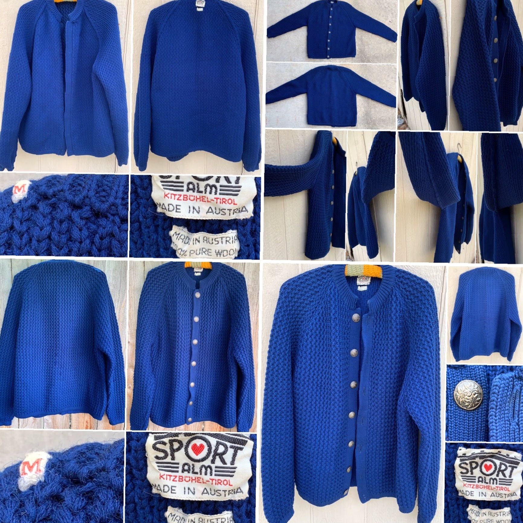 Vintage VINTAGE Sport ALM Kitzbohel-Tirol Made In Austria 100% Wool Cardigan Sweater M Blue Mens Regular Cardigan Wool Austria 100% Vintage Size M / US 6-8 / IT 42-44 - 3 Thumbnail