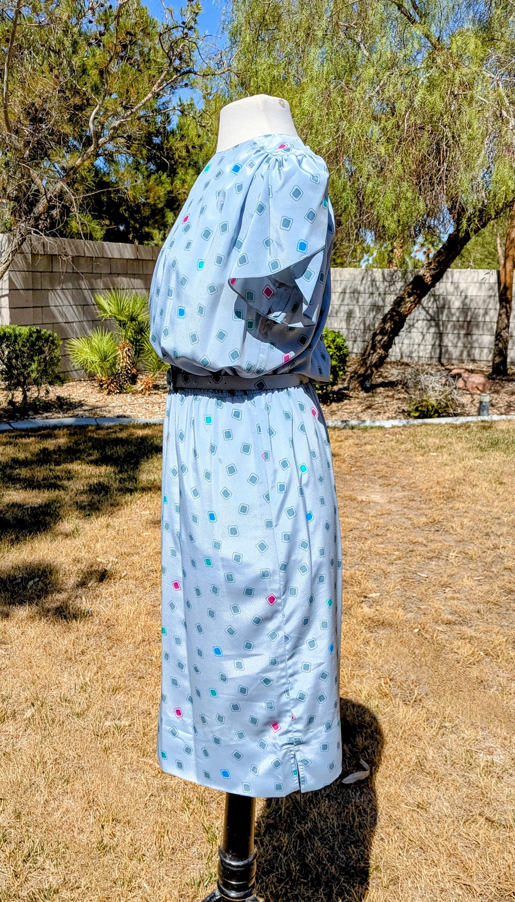Vintage Azure Charles Bianco Italian Collection Petite Blouson Dress Size S / US 4 / IT 40 - 2 Thumbnail