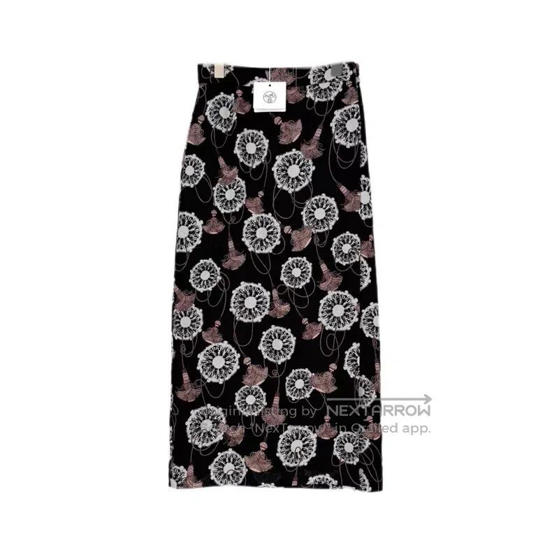 Hermes Hermes Black Rope Pattern Mulberry Silk Skirt Size 24" / US 00 / IT 34 - 1 Thumbnail
