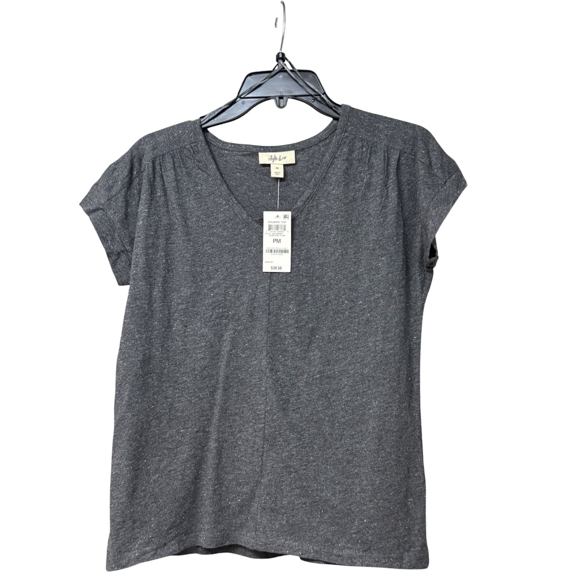 Style & Co Style & Co Petite Heathered Dolman Top, Charcoal Heather, PM Size ONE SIZE - 5 Thumbnail