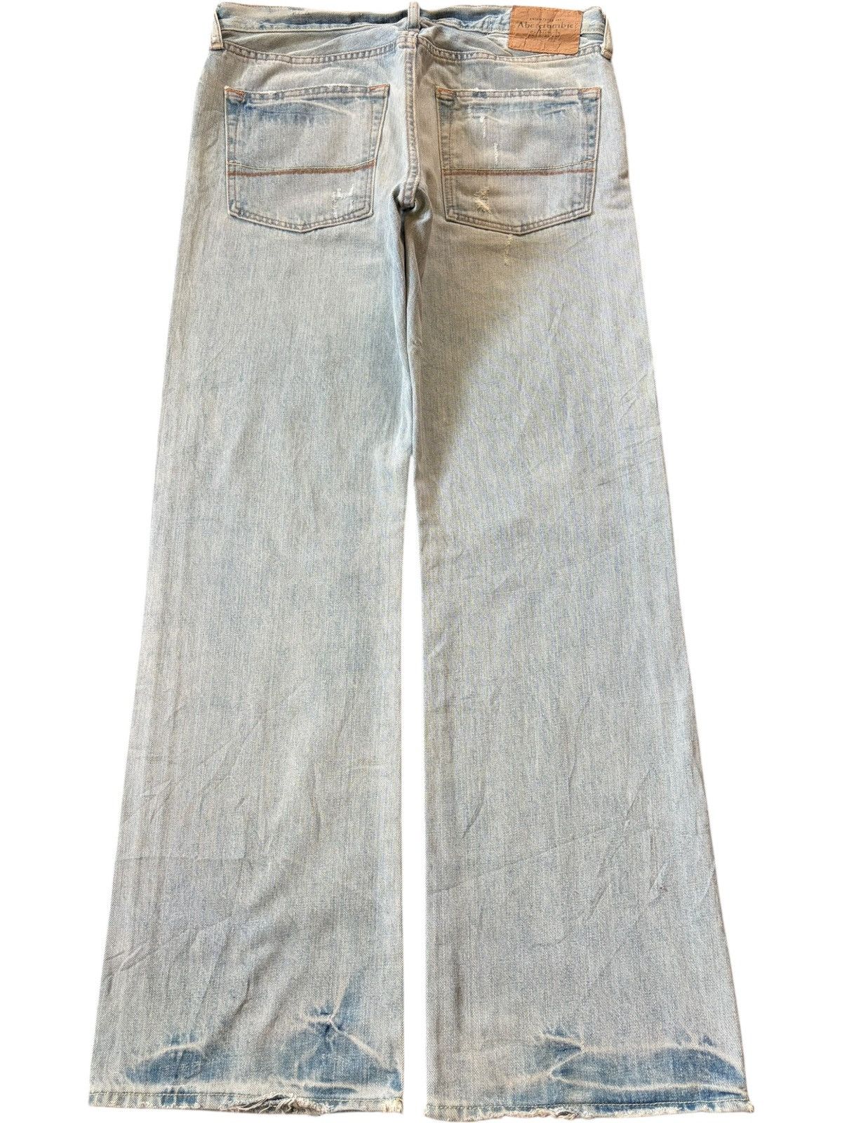 Abercrombie & Fitch Vintage Abercrombie Faded Wash Distressed Flare Jeans Size US 35 - 2 Thumbnail