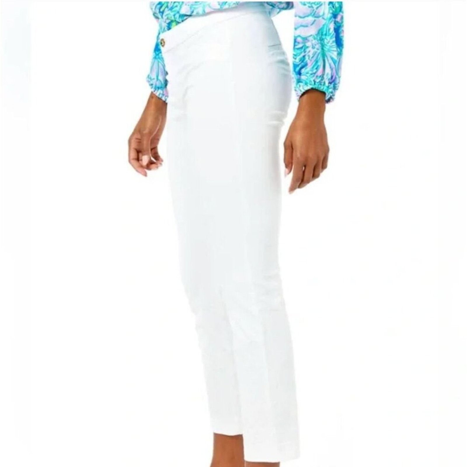 Lilly Pulitzer Lilly Pulitzer Kelly Skinny Ankle Pant 8 Resort White NEW Size 30" / US 8 / IT 44 - 2 Thumbnail