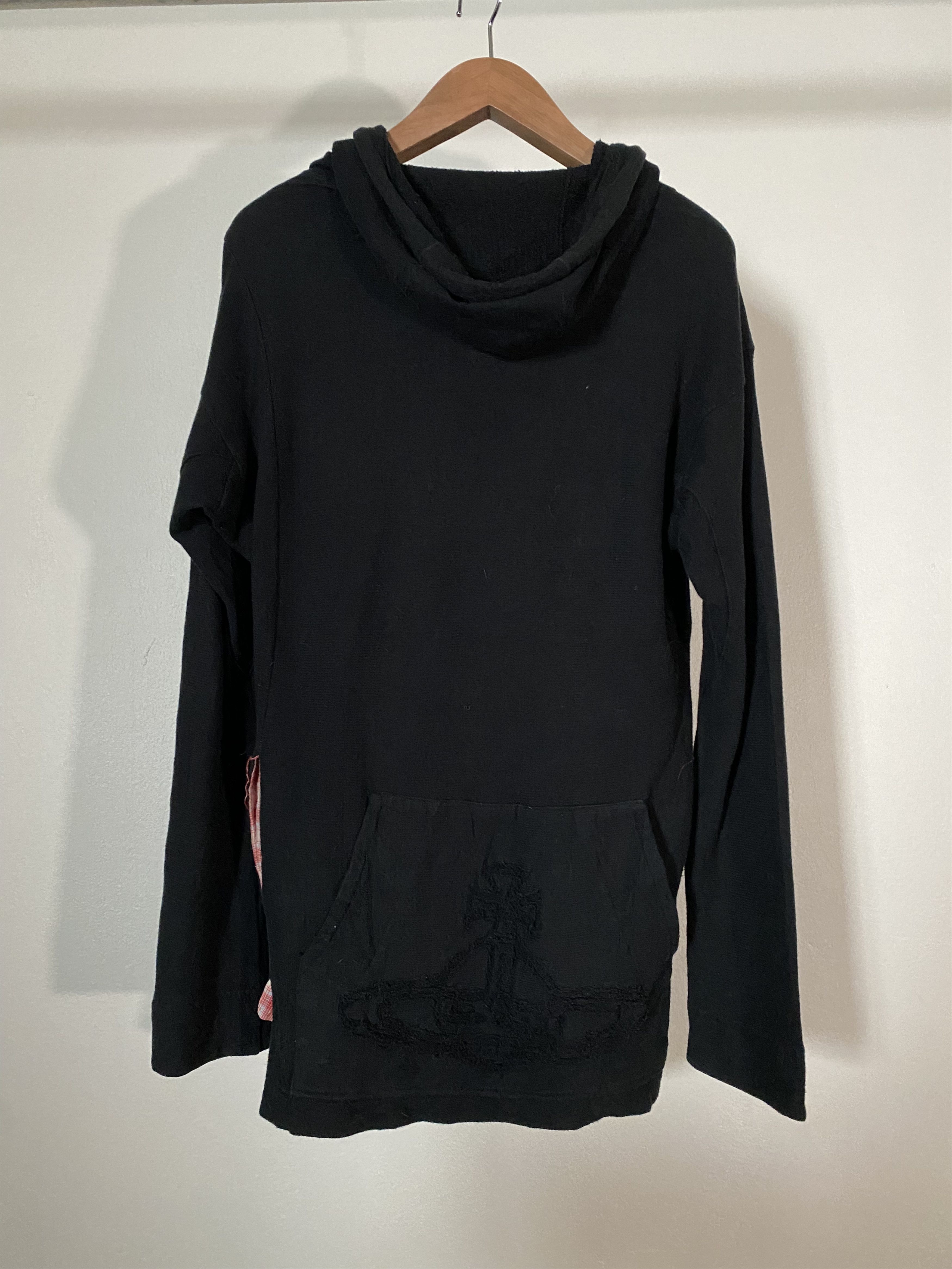 Backward Zipper Logo Stitches Hoodie, view 4