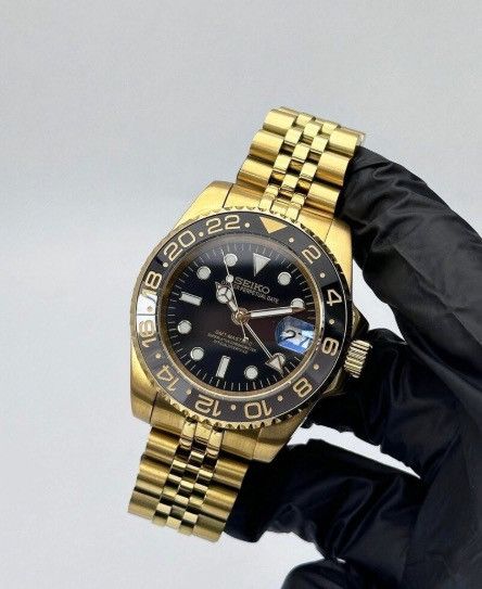 Japanese Brand Seiko Mod GMT-Master 2 Zombie Jubilee Full Gold Steel Watch Size ONE SIZE - 5 Thumbnail