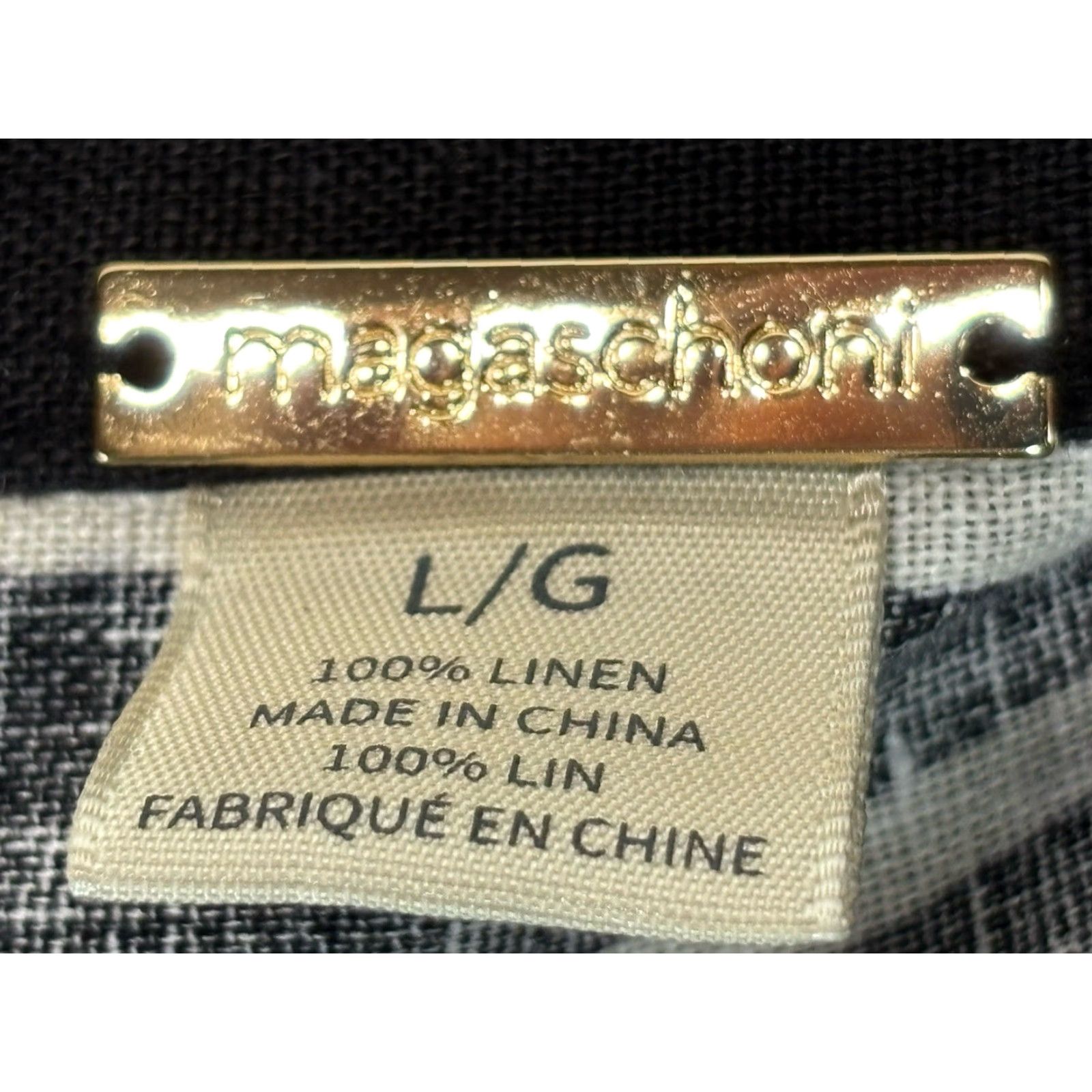 Vintage MAGASCHONI 100% Linen Button-Up Top Large Black Monstera Lagenlook Resort Wear Womens Size L / US 10 / IT 46 - 7 Thumbnail