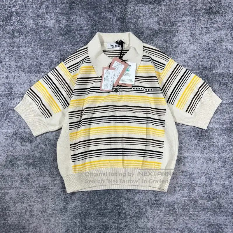 Miu Miu Miu Miu Striped Wool Polo T-Shirt . Size M / US 6-8 / IT 42-44 - 1 Thumbnail