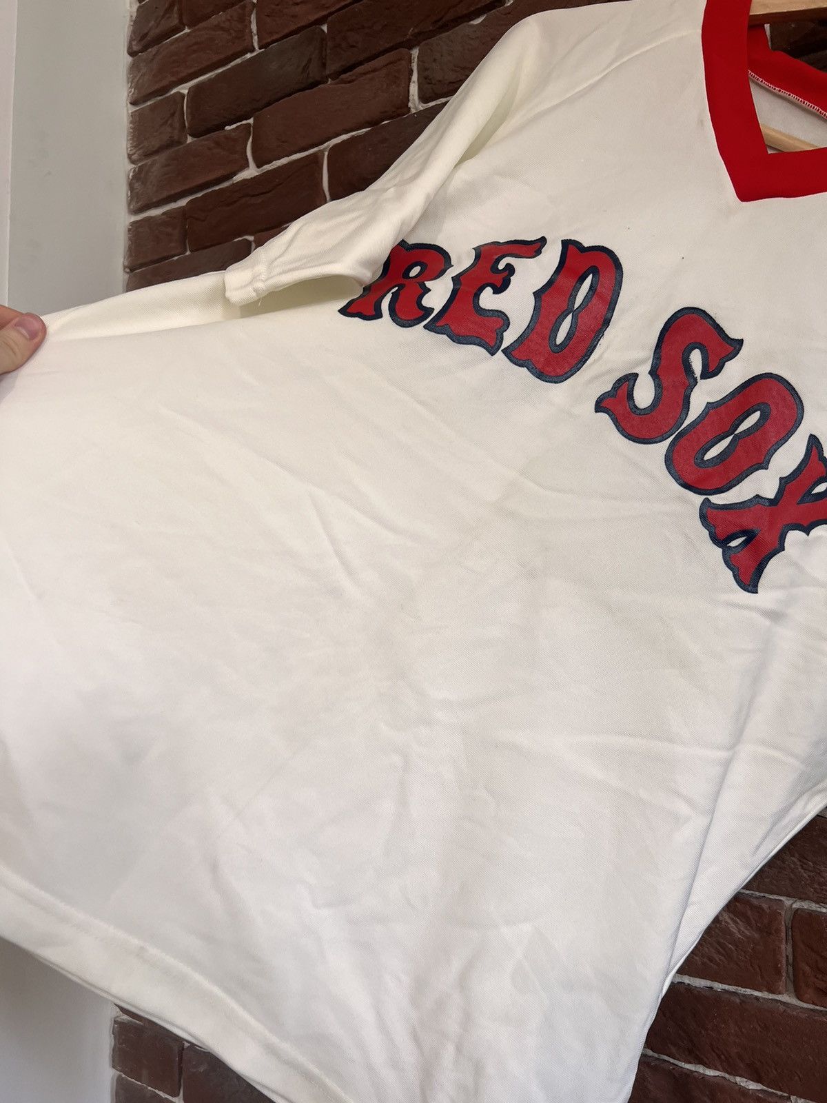 Majestic Rare 80s Vintage Boston Red Sox MLB XL Sand Knit Jersey Size US XL / EU 56 / 4 - 4 Thumbnail