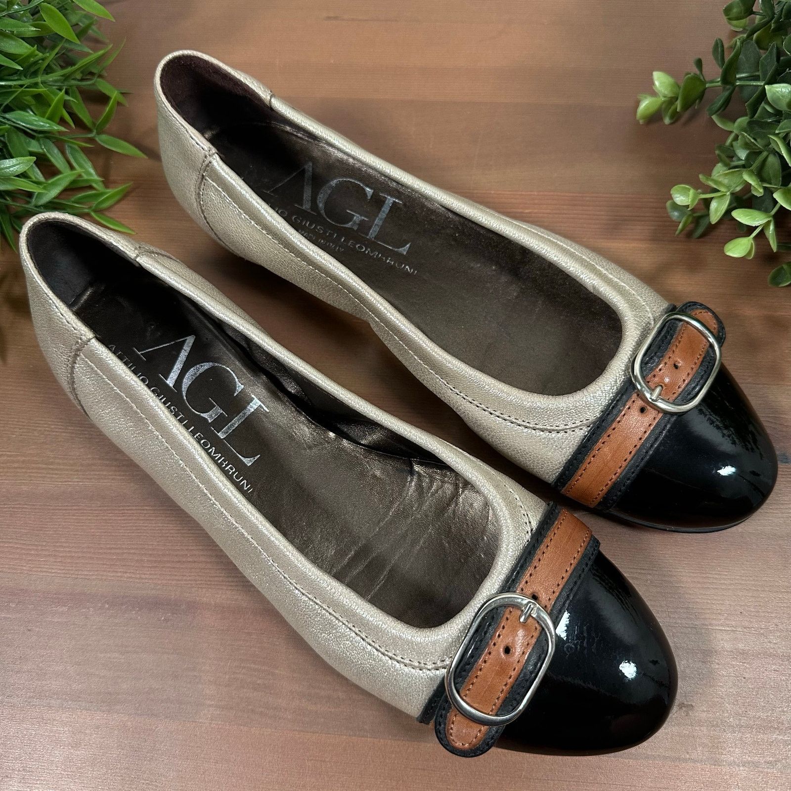 AGL AGL Attilio Giusti Leombruni Cap Toe Belted Ballet Flats Size US 8.5 / IT 38.5 - 1 Thumbnail