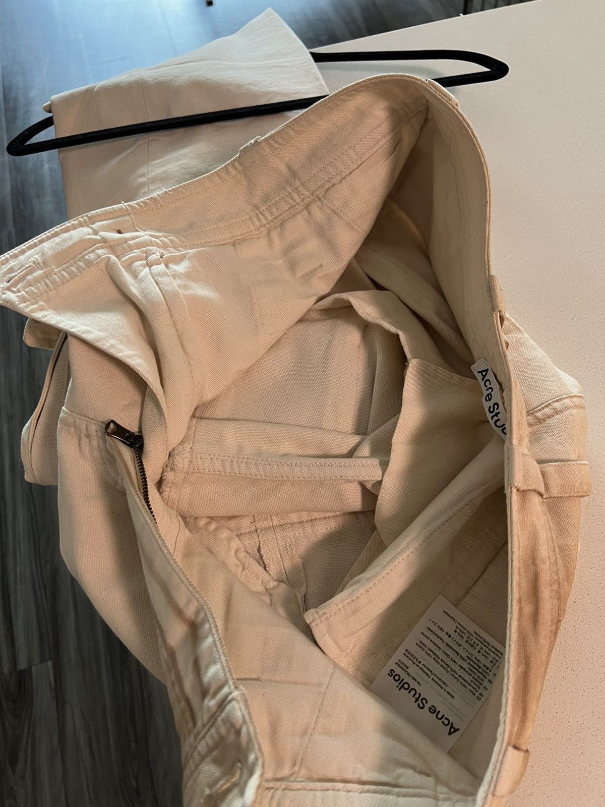 Acne Studios Acne Studios: Beige High-Waisted Cargo Pant Size US 32 / EU 48 - 13 Thumbnail
