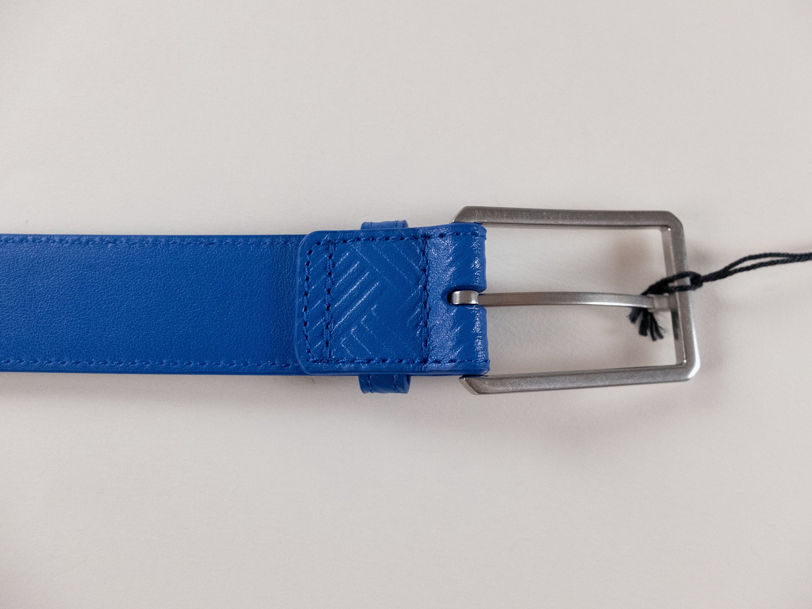 Bottega Veneta BOTTEGA VENETA blue intrecciato embossed leather belt 90 Size 34 - 7 Thumbnail