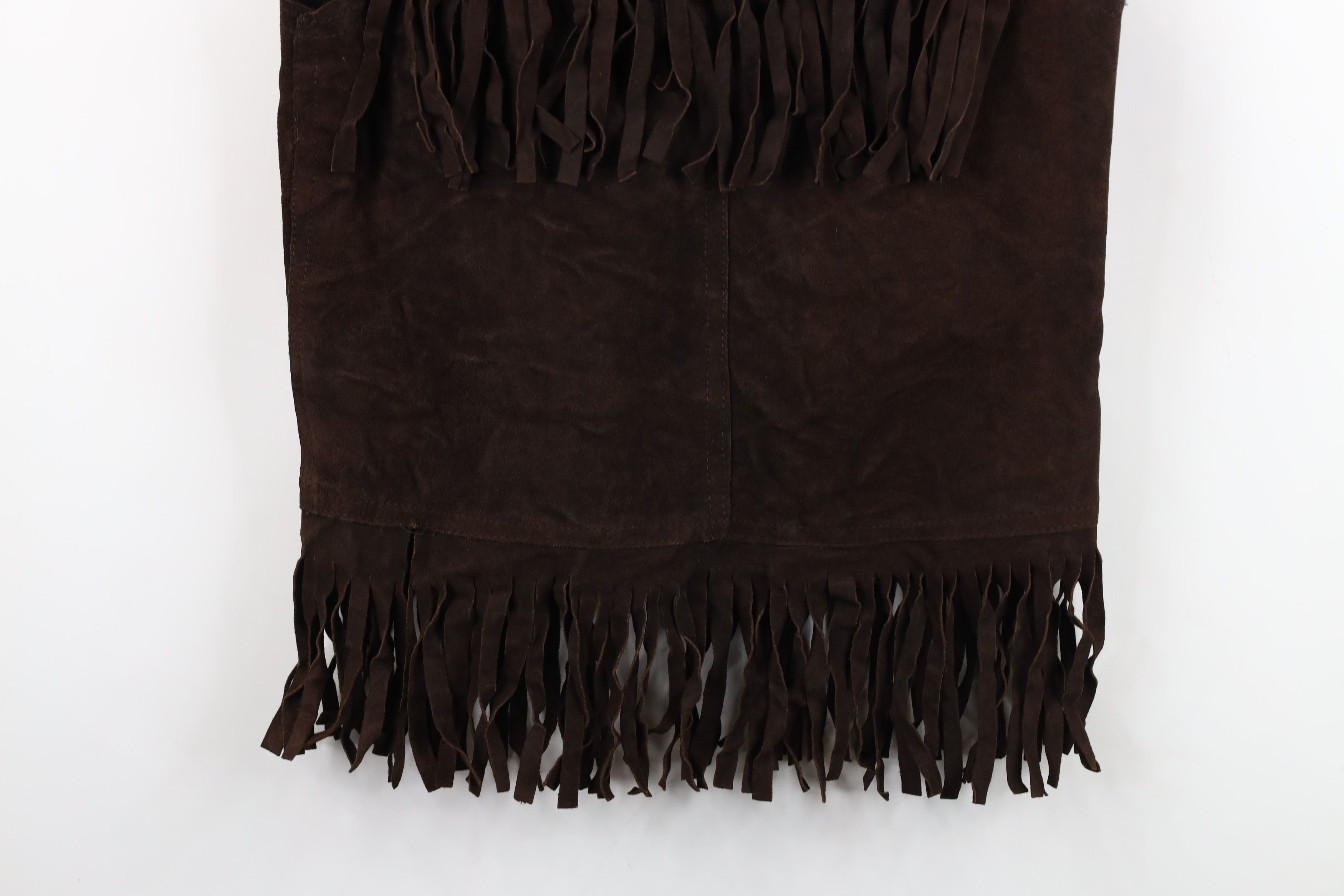 Vintage Vintage 60s 70s Boho Chic Fringed Suede Leather Vest USA Size L / US 10 / IT 46 - 14 Thumbnail