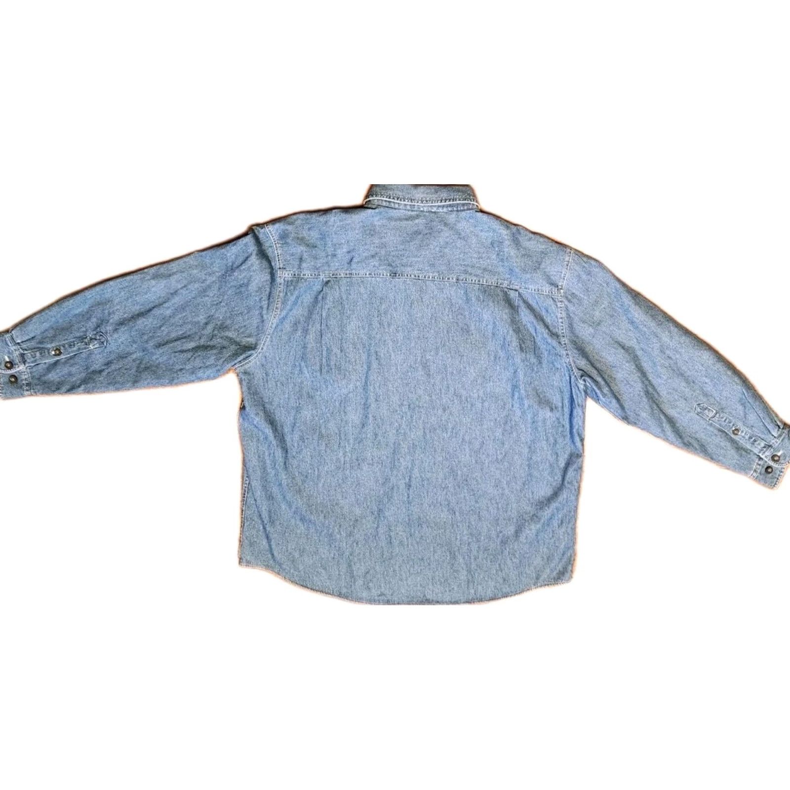 Vintage VINTAGE Woolrich Denim Shirt Jacket Men’s XL Blue Denim Fleece Lined Shacket Long Sleeve Button-Up Casual Retro Western City Stylish Mens Size US XL / EU 56 / 4 - 2 Thumbnail