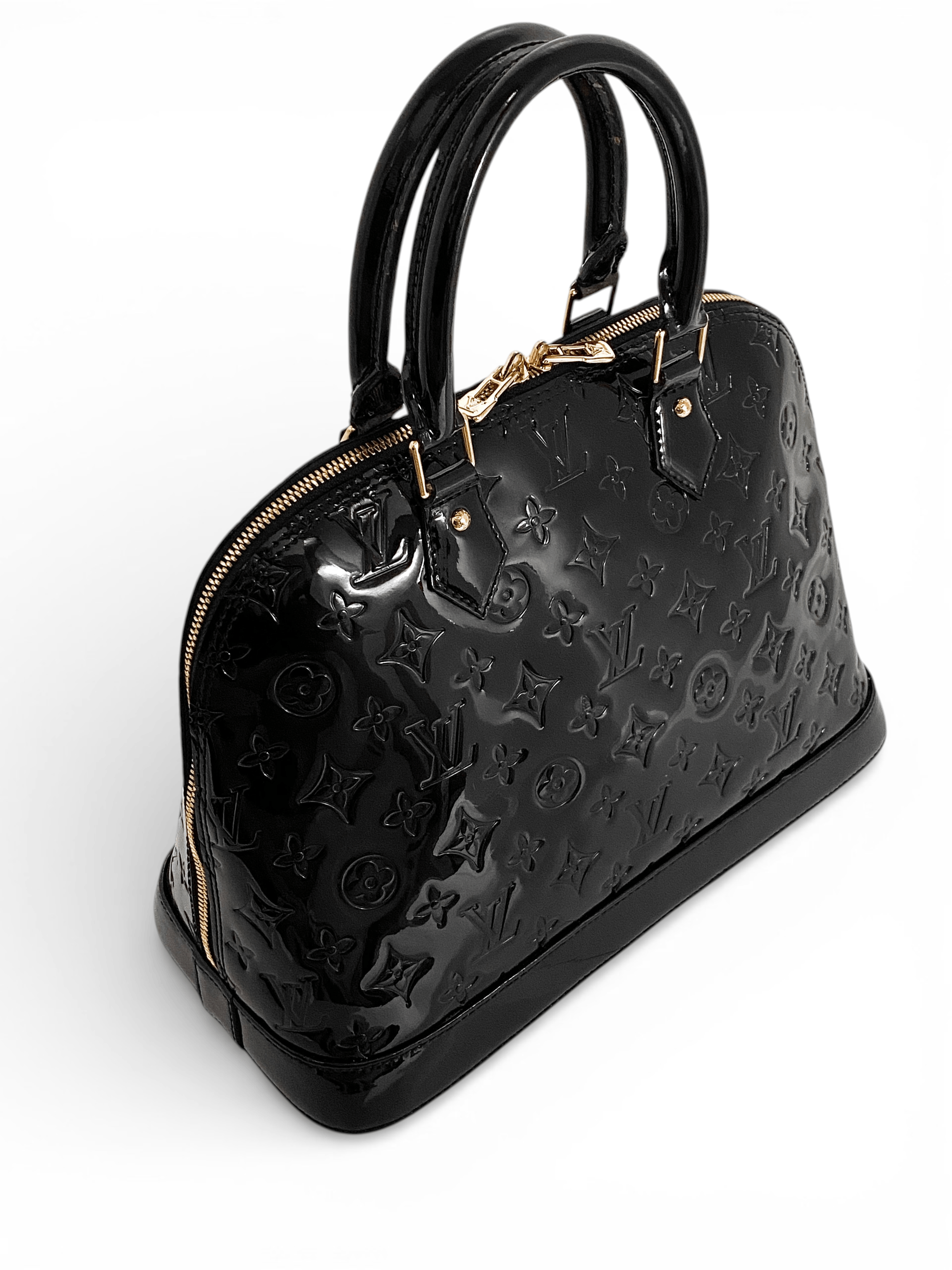 Louis Vuitton Louis Vuitton LV Alma Monogram Logo Black Leather Handbag Size ONE SIZE - 3 Thumbnail