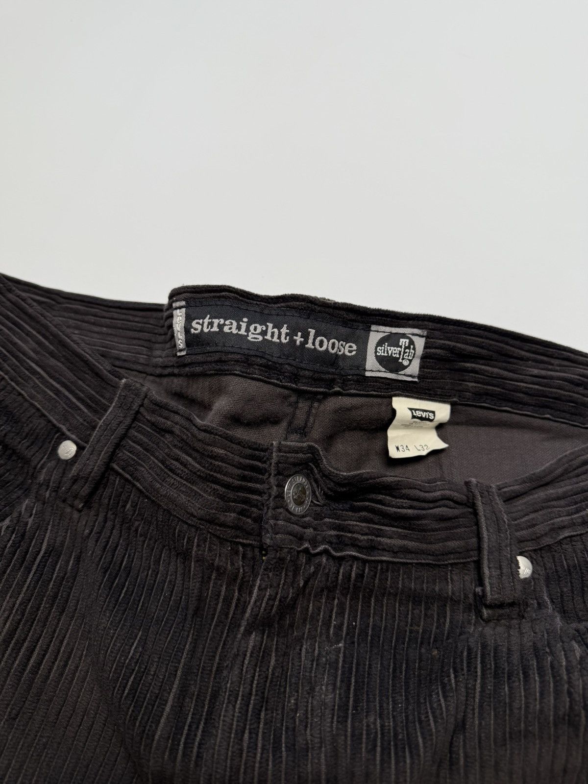 Levi's Vintage 90s Silvertab Straight Loose Black Corduroy Size US 34 / EU 50 - 4 Thumbnail
