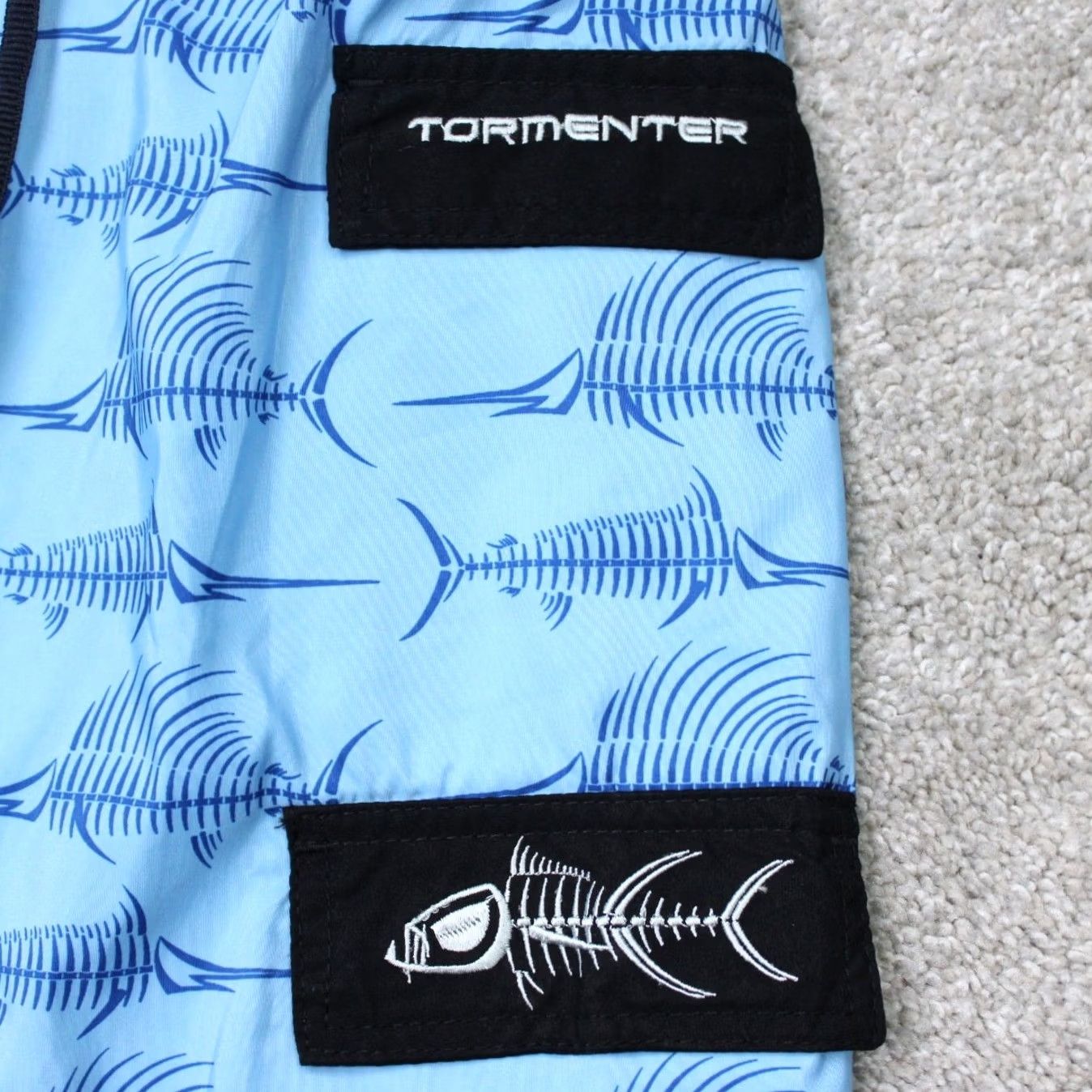 Vintage Tormenter Board Shorts Mens 36 Blue Hybrid Fish Skeleton Cargo Poly Swim Trunks Size US 36 / EU 52 - 3 Thumbnail
