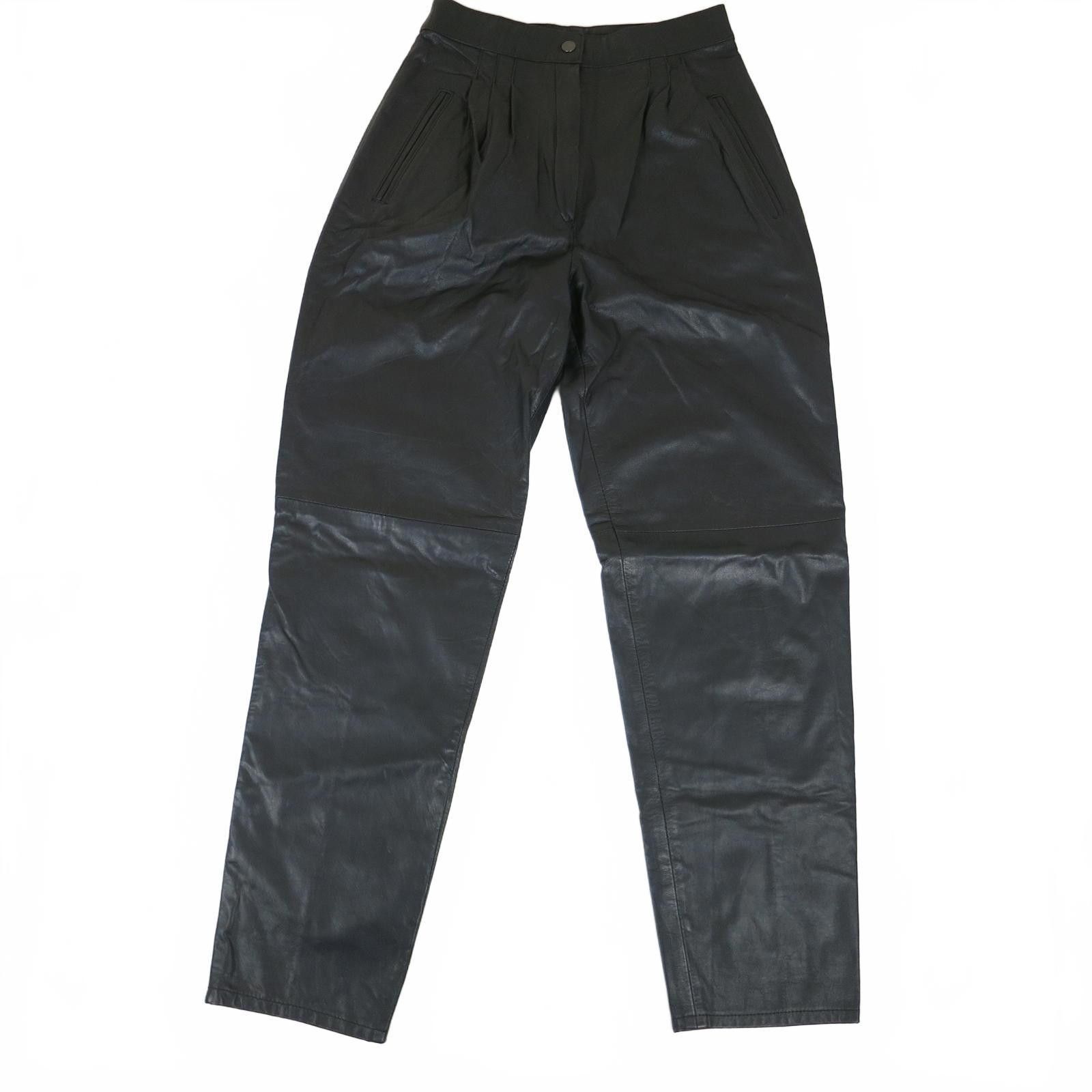 Other Pia Rucci Black Leather High Waisted Pleated Pants Size 6 Size 28" / US 6 / IT 42 - 1 Thumbnail
