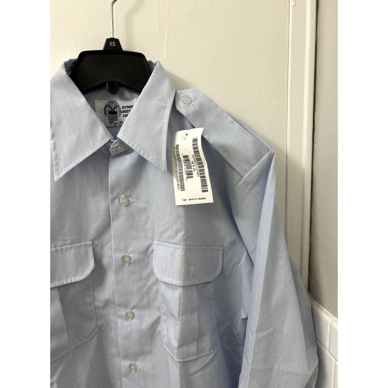 Vintage U.S Military Shirt Mens 16 X 33 Blue Defense Logistics Agency Dress Shirt L/S Size US L / EU 52-54 / 3 - 5 Thumbnail