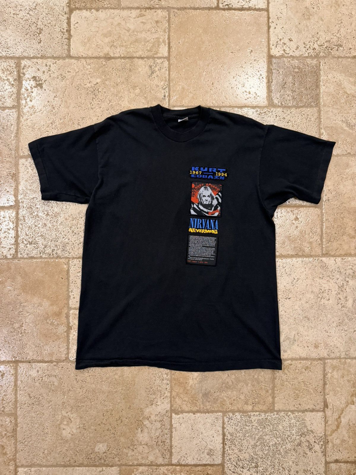 Vintage Vintage Kurt Cobain Nirvana Memorial Big Face / Patches Tee Size US XL / EU 56 / 4 - 4 Thumbnail