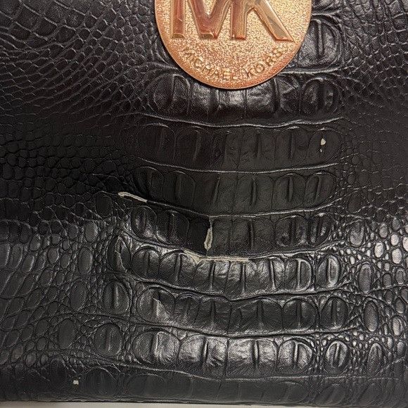 Other MK Dupe Black Croc Embossed Bag with Gold Accents Size ONE SIZE - 8 Thumbnail