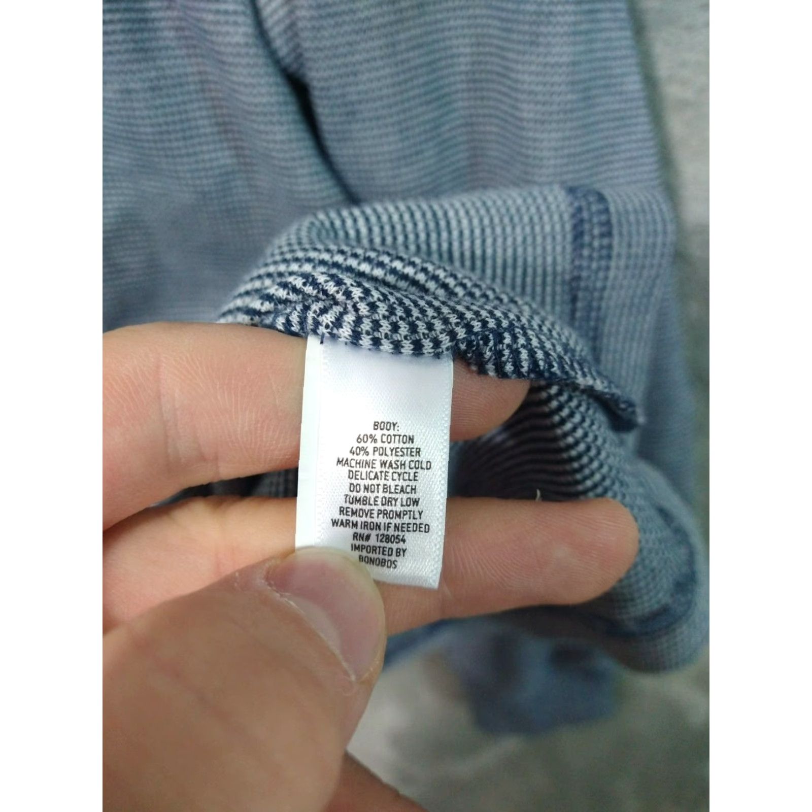 Bonobos Bonobos Shirt Men Medium Blue Striped Thermal Long Sleeve Crew Neck Waffle Knit Size US M / EU 48-50 / 2 - 6 Thumbnail
