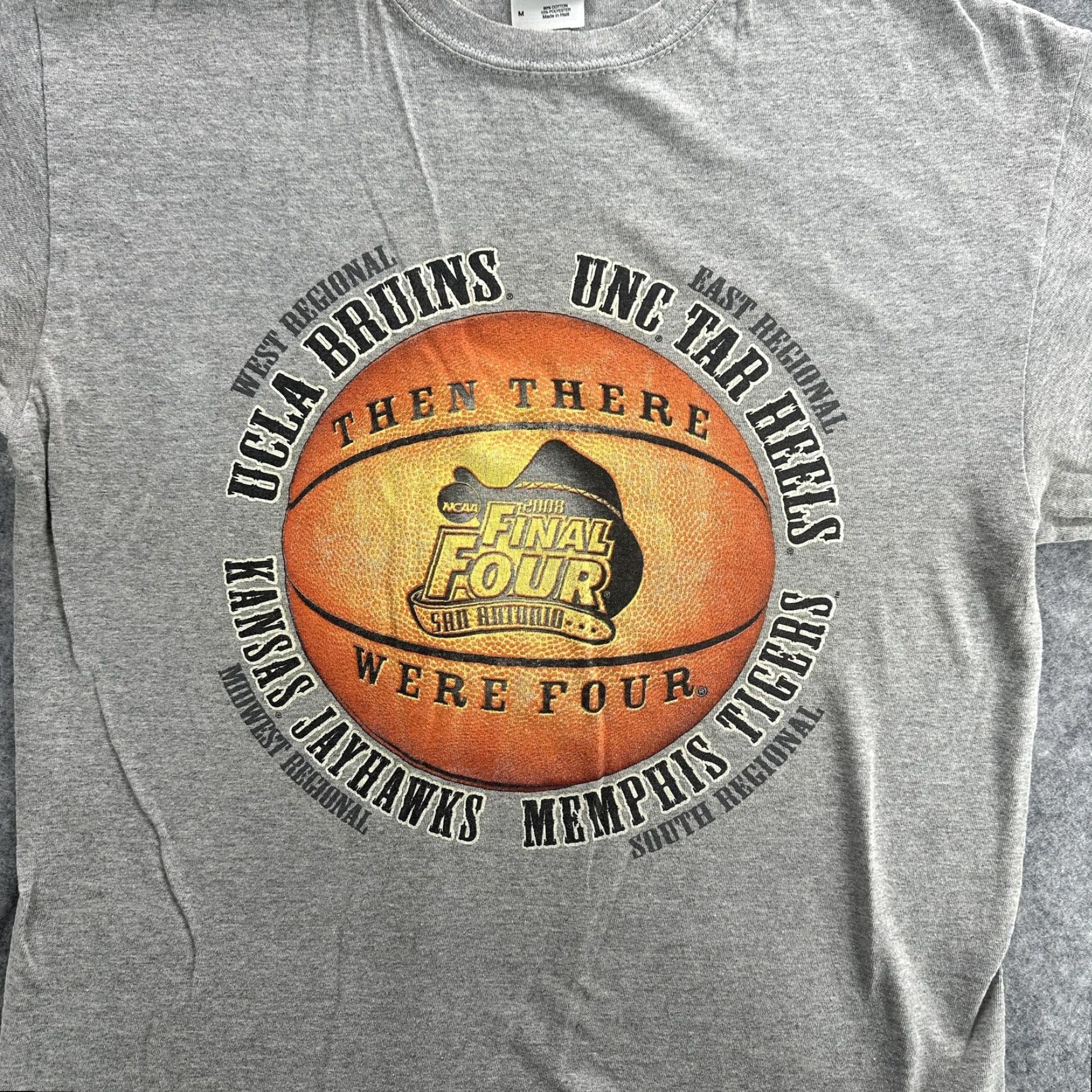 NCAA Vintage NCAA Final Four Shirt Mens Medium Heather Gray Cotton Jersey 2000s San Antonio Kansas 2008 Then There Were Four Basketball Memorial - Mens Size US M / EU 48-50 / 2 - 2 Thumbnail