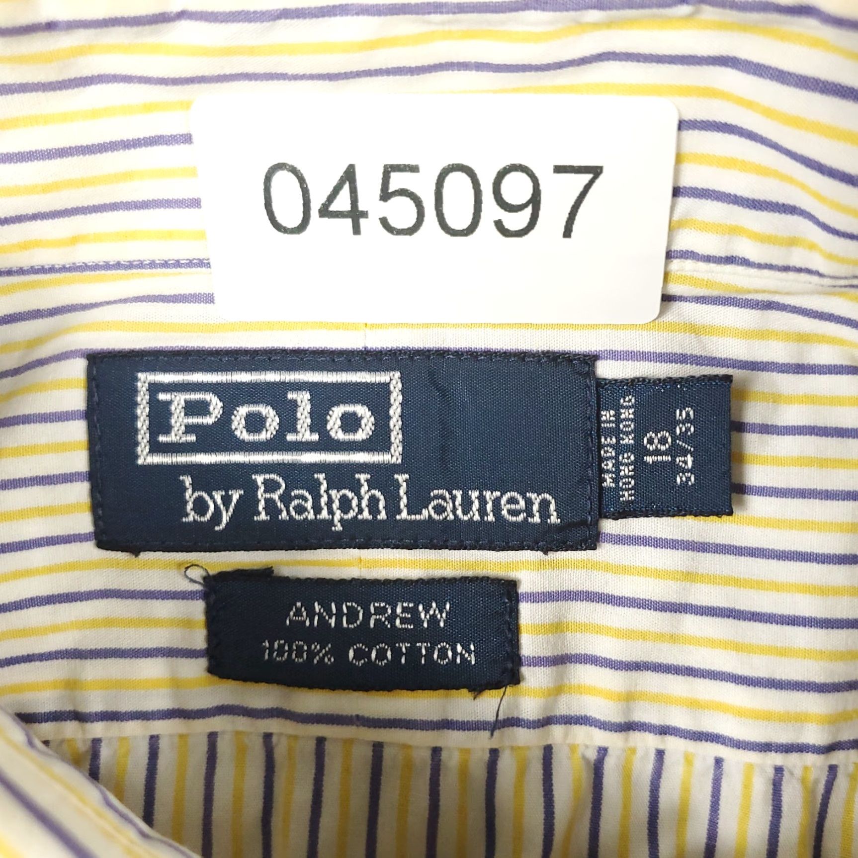 Ralph Lauren VINTAGE Ralph Lauren Dress Shirt Mens 18 Long Sleeve Yellow Striped Business Casual Classic Size 48R - 7 Thumbnail