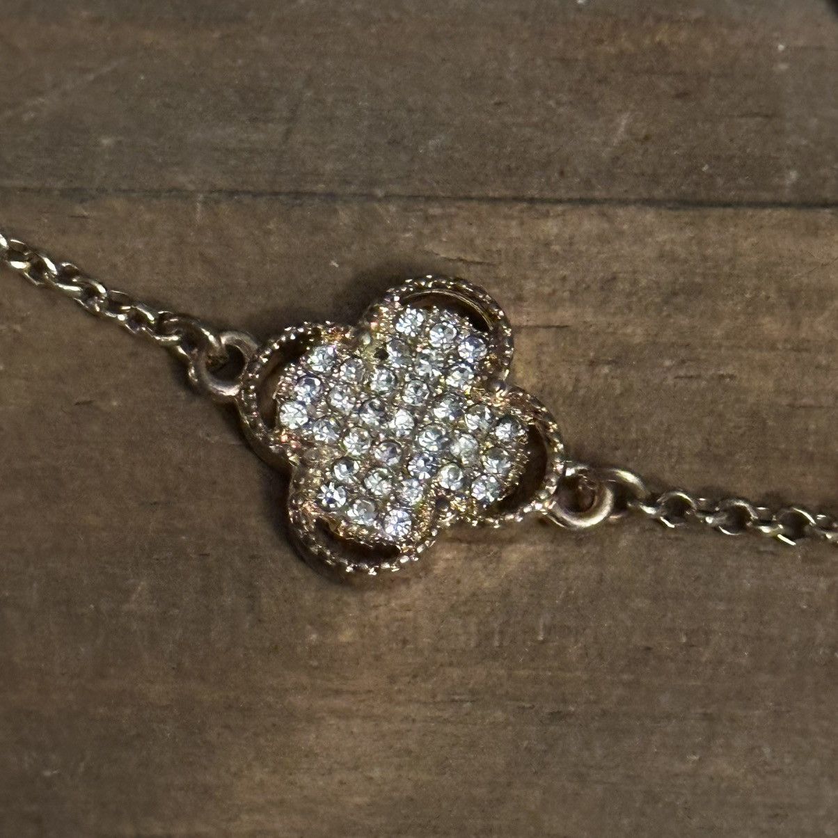 Other Long gold tone stationed paved clover links necklace Size ONE SIZE - 3 Thumbnail