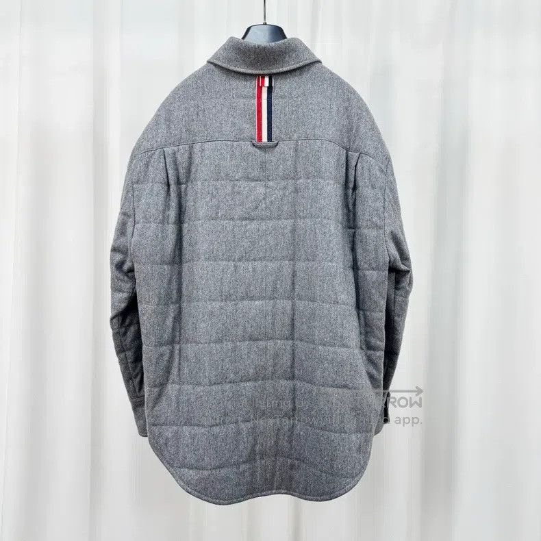 Thom Browne Thom Browne Grey Wool Striped Down Shirt Jacket Size XS / US 0-2 / IT 36-38 - 2 Thumbnail