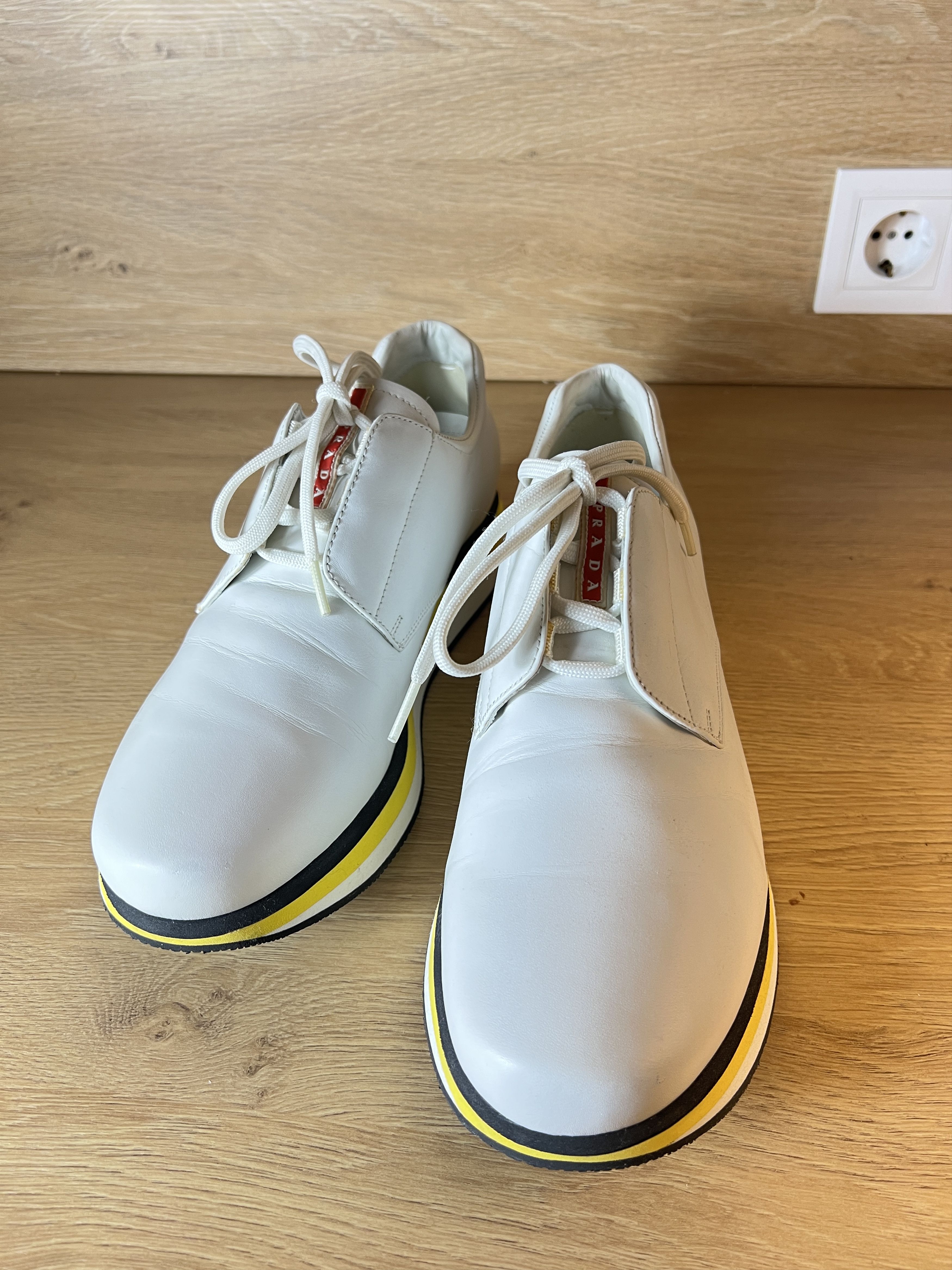 Prada prada sport leather white platform red tab Size US 9 / EU 42 - 3 Thumbnail