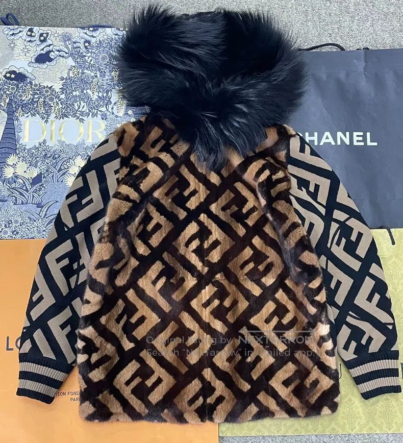 Fendi Suede and Old Logo Fur Hooded Jacket Reversible