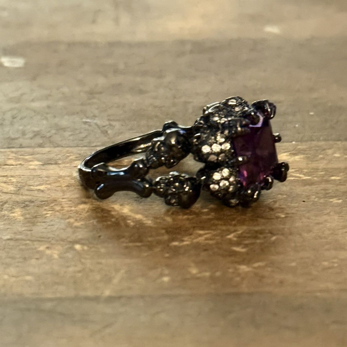 Other Gothic dark silver tone purple princess cut skull ring Size ONE SIZE - 13 Thumbnail