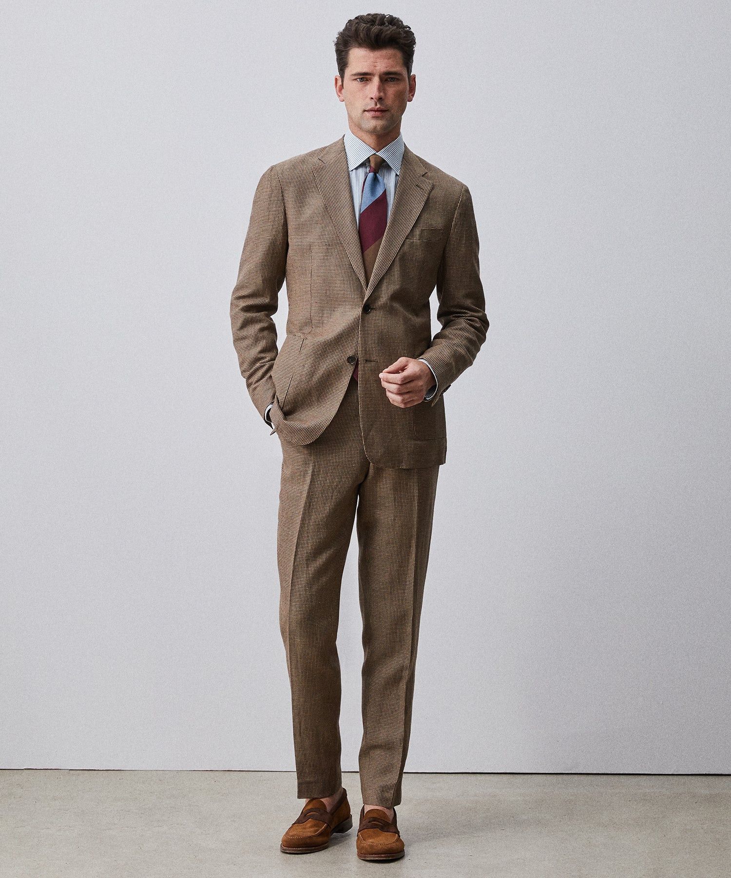 Todd Snyder Italian Soft Sutton Suit in Brown Houndstooth Size 42R - 3 Thumbnail