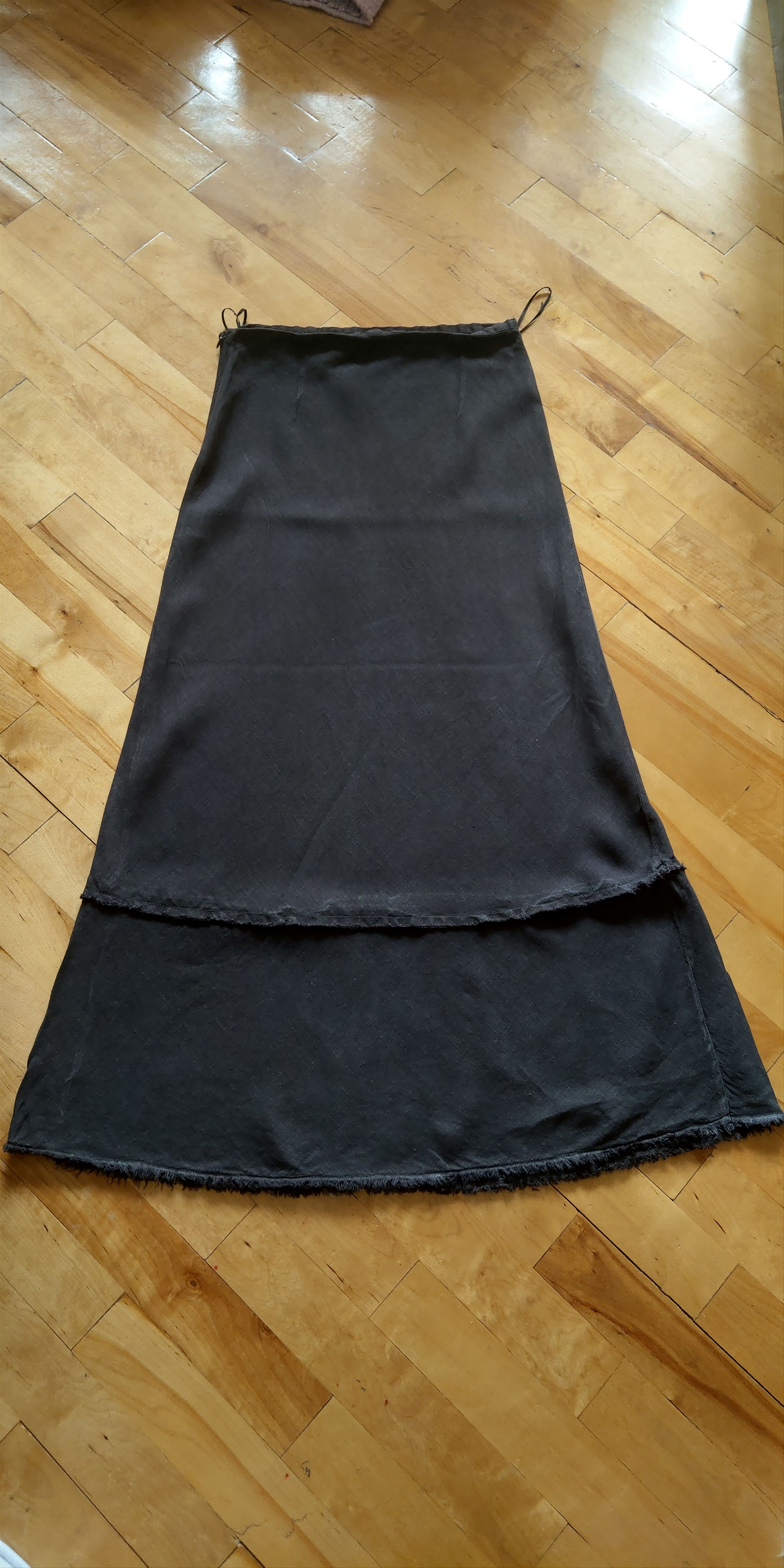 Vintage 100% Linen Skirt Vintage Darkfashion Noir Goth Grunge Witch Size 26" / US 2 / IT 38 - 1 Thumbnail